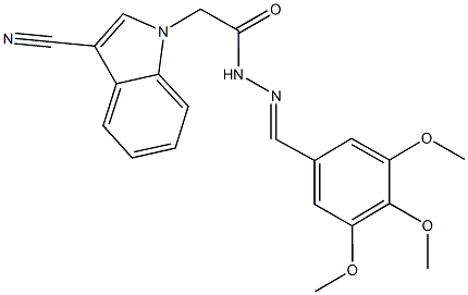 2-(3-cyano-1H-indol-1-yl)-N'-(3,4,5-trimethoxybenzylidene)acetohydrazide 结构式