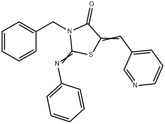 3-benzyl-2-(phenylimino)-5-(3-pyridinylmethylene)-1,3-thiazolidin-4-one 结构式