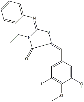 3-ethyl-5-(3-iodo-4,5-dimethoxybenzylidene)-2-(phenylimino)-1,3-thiazolidin-4-one 结构式