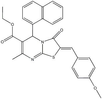 ethyl 2-(4-methoxybenzylidene)-7-methyl-5-(1-naphthyl)-3-oxo-2,3-dihydro-5H-[1,3]thiazolo[3,2-a]pyrimidine-6-carboxylate 结构式
