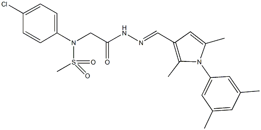 N-(4-chlorophenyl)-N-[2-(2-{[1-(3,5-dimethylphenyl)-2,5-dimethyl-1H-pyrrol-3-yl]methylene}hydrazino)-2-oxoethyl]methanesulfonamide 结构式