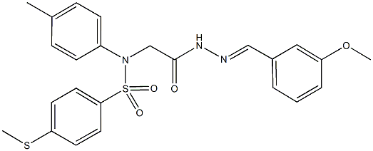 N-{2-[2-(3-methoxybenzylidene)hydrazino]-2-oxoethyl}-N-(4-methylphenyl)-4-(methylsulfanyl)benzenesulfonamide 结构式