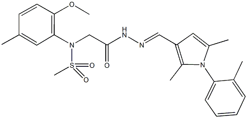 N-[2-(2-{[2,5-dimethyl-1-(2-methylphenyl)-1H-pyrrol-3-yl]methylene}hydrazino)-2-oxoethyl]-N-(2-methoxy-5-methylphenyl)methanesulfonamide 结构式