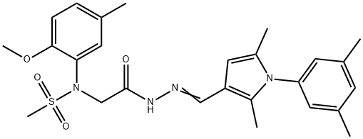 N-[2-(2-{[1-(3,5-dimethylphenyl)-2,5-dimethyl-1H-pyrrol-3-yl]methylene}hydrazino)-2-oxoethyl]-N-(2-methoxy-5-methylphenyl)methanesulfonamide 结构式