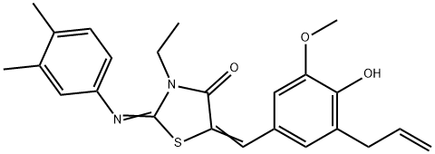 5-(3-allyl-4-hydroxy-5-methoxybenzylidene)-2-[(3,4-dimethylphenyl)imino]-3-ethyl-1,3-thiazolidin-4-one 结构式