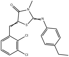 5-(2,3-dichlorobenzylidene)-2-[(4-ethylphenyl)imino]-3-methyl-1,3-thiazolidin-4-one 结构式