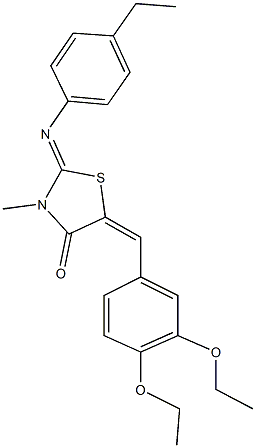 5-(3,4-diethoxybenzylidene)-2-[(4-ethylphenyl)imino]-3-methyl-1,3-thiazolidin-4-one 结构式
