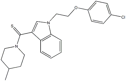 4-chlorophenyl 2-{3-[(4-methyl-1-piperidinyl)carbothioyl]-1H-indol-1-yl}ethyl ether 结构式