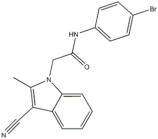 N-(4-bromophenyl)-2-(3-cyano-2-methyl-1H-indol-1-yl)acetamide 结构式