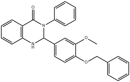 2-[4-(benzyloxy)-3-methoxyphenyl]-3-phenyl-2,3-dihydro-4(1H)-quinazolinone 结构式