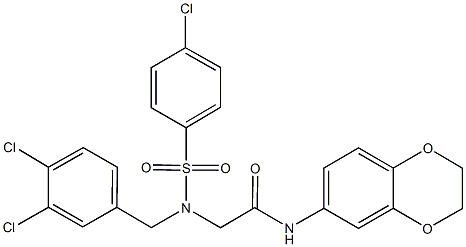 2-[[(4-chlorophenyl)sulfonyl](3,4-dichlorobenzyl)amino]-N-(2,3-dihydro-1,4-benzodioxin-6-yl)acetamide 结构式