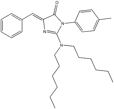 5-benzylidene-2-(dihexylamino)-3-(4-methylphenyl)-3,5-dihydro-4H-imidazol-4-one 结构式