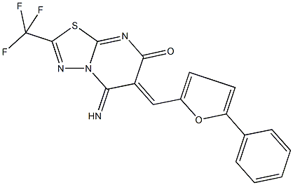 5-imino-6-[(5-phenyl-2-furyl)methylene]-2-(trifluoromethyl)-5,6-dihydro-7H-[1,3,4]thiadiazolo[3,2-a]pyrimidin-7-one 结构式