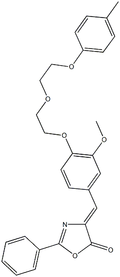 4-(3-methoxy-4-{2-[2-(4-methylphenoxy)ethoxy]ethoxy}benzylidene)-2-phenyl-1,3-oxazol-5(4H)-one 结构式
