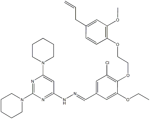 4-[2-(4-allyl-2-methoxyphenoxy)ethoxy]-3-chloro-5-ethoxybenzaldehyde (2,6-dipiperidin-1-ylpyrimidin-4-yl)hydrazone 结构式