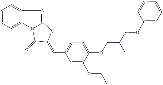 2-[3-ethoxy-4-(2-methyl-3-phenoxypropoxy)benzylidene][1,3]thiazolo[3,2-a]benzimidazol-3(2H)-one 结构式