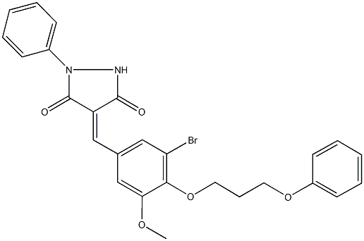 4-[3-bromo-5-methoxy-4-(3-phenoxypropoxy)benzylidene]-1-phenyl-3,5-pyrazolidinedione 结构式