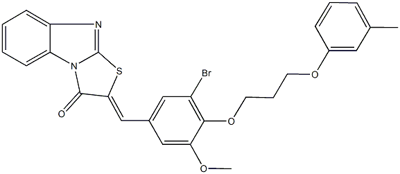 2-{3-bromo-5-methoxy-4-[3-(3-methylphenoxy)propoxy]benzylidene}[1,3]thiazolo[3,2-a]benzimidazol-3(2H)-one 结构式