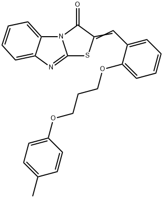 2-{2-[3-(4-methylphenoxy)propoxy]benzylidene}[1,3]thiazolo[3,2-a]benzimidazol-3(2H)-one 结构式