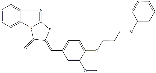 2-[3-methoxy-4-(3-phenoxypropoxy)benzylidene][1,3]thiazolo[3,2-a]benzimidazol-3(2H)-one 结构式