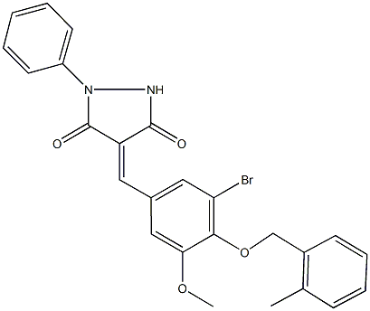 4-{3-bromo-5-methoxy-4-[(2-methylbenzyl)oxy]benzylidene}-1-phenyl-3,5-pyrazolidinedione 结构式