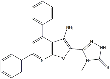 5-(3-amino-4,6-diphenylfuro[2,3-b]pyridin-2-yl)-4-methyl-2,4-dihydro-3H-1,2,4-triazole-3-thione 结构式