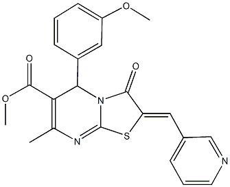 methyl 5-(3-methoxyphenyl)-7-methyl-3-oxo-2-(3-pyridinylmethylene)-2,3-dihydro-5H-[1,3]thiazolo[3,2-a]pyrimidine-6-carboxylate 结构式