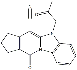 11-oxo-5-(2-oxopropyl)-2,3,5,11-tetrahydro-1H-cyclopenta[4,5]pyrido[1,2-a]benzimidazole-4-carbonitrile 结构式