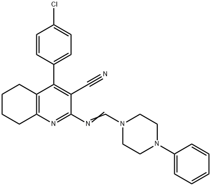 4-(4-chlorophenyl)-2-{[(4-phenyl-1-piperazinyl)methylene]amino}-5,6,7,8-tetrahydro-3-quinolinecarbonitrile 结构式