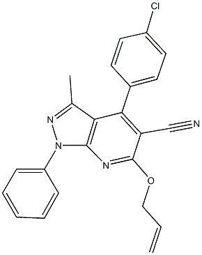 6-(allyloxy)-4-(4-chlorophenyl)-3-methyl-1-phenyl-1H-pyrazolo[3,4-b]pyridine-5-carbonitrile 结构式