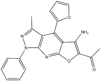 1-[5-amino-4-(2-furyl)-3-methyl-1-phenyl-1H-furo[2,3-b]pyrazolo[4,3-e]pyridin-6-yl]ethanone 结构式