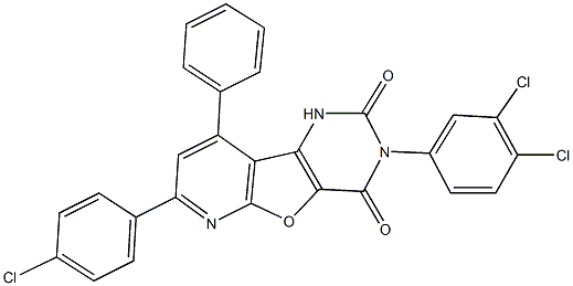 7-(4-chlorophenyl)-3-(3,4-dichlorophenyl)-9-phenylpyrido[3',2':4,5]furo[3,2-d]pyrimidine-2,4(1H,3H)-dione 结构式