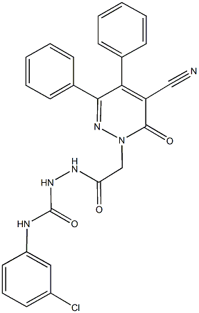 N-(3-chlorophenyl)-2-[(5-cyano-6-oxo-3,4-diphenyl-1(6H)-pyridazinyl)acetyl]hydrazinecarboxamide 结构式