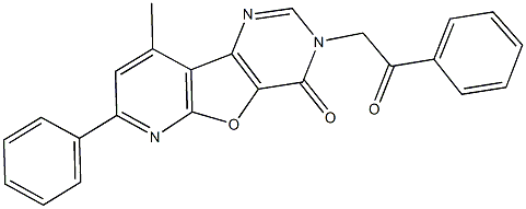 9-methyl-3-(2-oxo-2-phenylethyl)-7-phenylpyrido[3',2':4,5]furo[3,2-d]pyrimidin-4(3H)-one 结构式