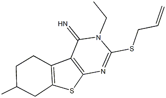 2-(allylsulfanyl)-3-ethyl-7-methyl-5,6,7,8-tetrahydro[1]benzothieno[2,3-d]pyrimidin-4(3H)-imine 结构式