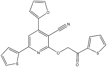 4-(2-furyl)-2-[2-oxo-2-(2-thienyl)ethoxy]-6-(2-thienyl)nicotinonitrile 结构式