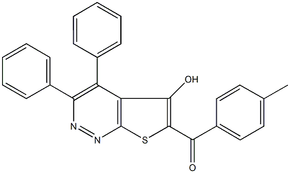 (5-hydroxy-3,4-diphenylthieno[2,3-c]pyridazin-6-yl)(4-methylphenyl)methanone 结构式