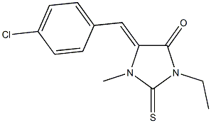 5-(4-chlorobenzylidene)-3-ethyl-1-methyl-2-thioxo-4-imidazolidinone 结构式