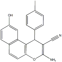 3-amino-9-hydroxy-1-(4-methylphenyl)-1H-benzo[f]chromene-2-carbonitrile 结构式