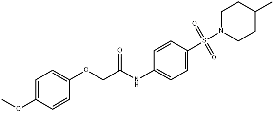 2-(4-methoxyphenoxy)-N-{4-[(4-methyl-1-piperidinyl)sulfonyl]phenyl}acetamide 结构式