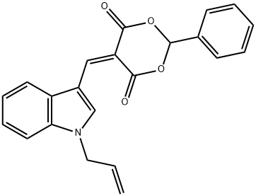 2-phenyl-5-{[1-(2-propenyl)-1H-indol-3-yl]methylidene}-1,3-dioxane-4,6-dione 结构式