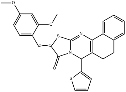 10-(2,4-dimethoxybenzylidene)-7-(2-thienyl)-5,7-dihydro-6H-benzo[h][1,3]thiazolo[2,3-b]quinazolin-9(10H)-one 结构式