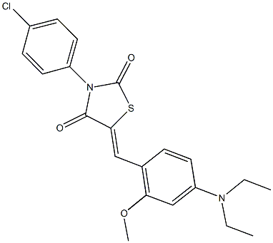 3-(4-chlorophenyl)-5-[4-(diethylamino)-2-methoxybenzylidene]-1,3-thiazolidine-2,4-dione 结构式