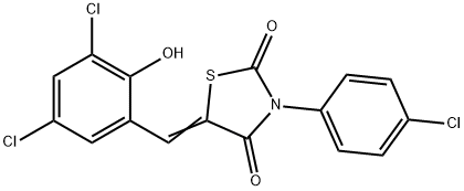 3-(4-chlorophenyl)-5-(3,5-dichloro-2-hydroxybenzylidene)-1,3-thiazolidine-2,4-dione 结构式