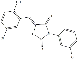 5-(5-chloro-2-hydroxybenzylidene)-3-(3-chlorophenyl)-1,3-thiazolidine-2,4-dione 结构式