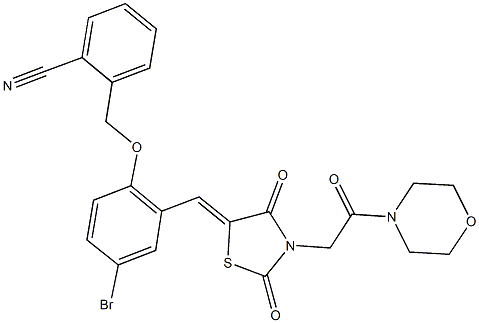 2-{[4-bromo-2-({3-[2-(4-morpholinyl)-2-oxoethyl]-2,4-dioxo-1,3-thiazolidin-5-ylidene}methyl)phenoxy]methyl}benzonitrile 结构式