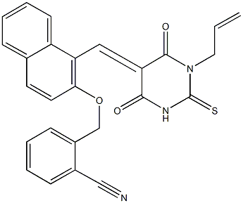 2-[({1-[(1-allyl-4,6-dioxo-2-thioxotetrahydropyrimidin-5(2H)-ylidene)methyl]-2-naphthyl}oxy)methyl]benzonitrile 结构式