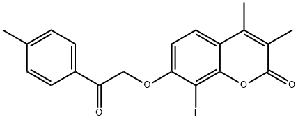 8-iodo-3,4-dimethyl-7-[2-(4-methylphenyl)-2-oxoethoxy]-2H-chromen-2-one 结构式