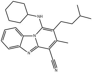 1-(cyclohexylamino)-2-isopentyl-3-methylpyrido[1,2-a]benzimidazole-4-carbonitrile 结构式