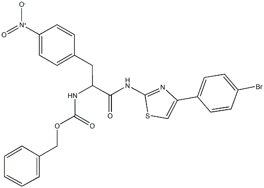 phenylmethyl 2-{[4-(4-bromophenyl)-1,3-thiazol-2-yl]amino}-1-({4-nitrophenyl}methyl)-2-oxoethylcarbamate 结构式